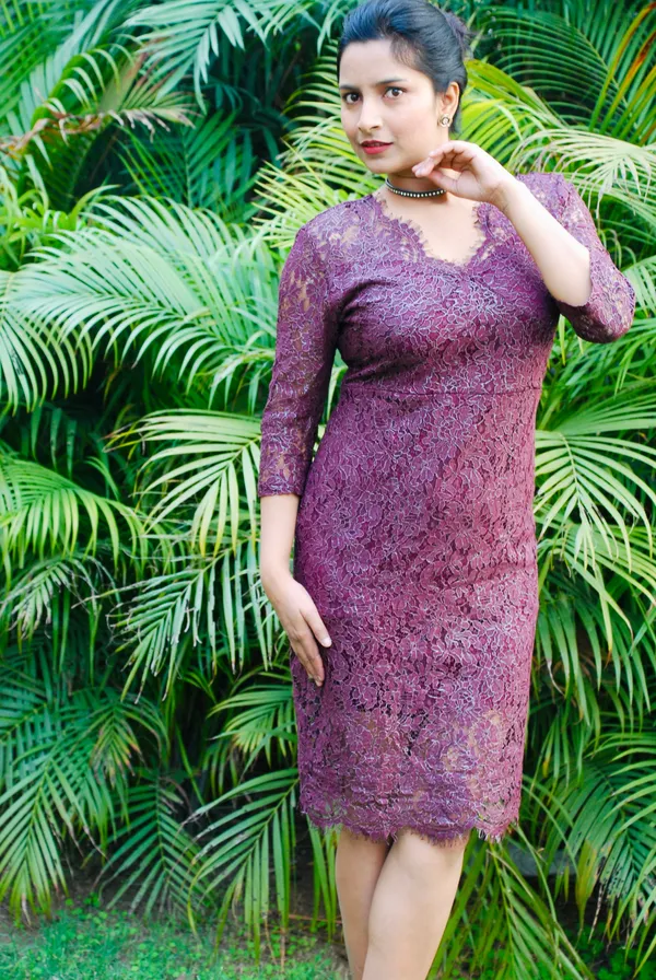 Wine_Lace_Fabric_Empire_Waist_Line_Designer_Dress_For_Women