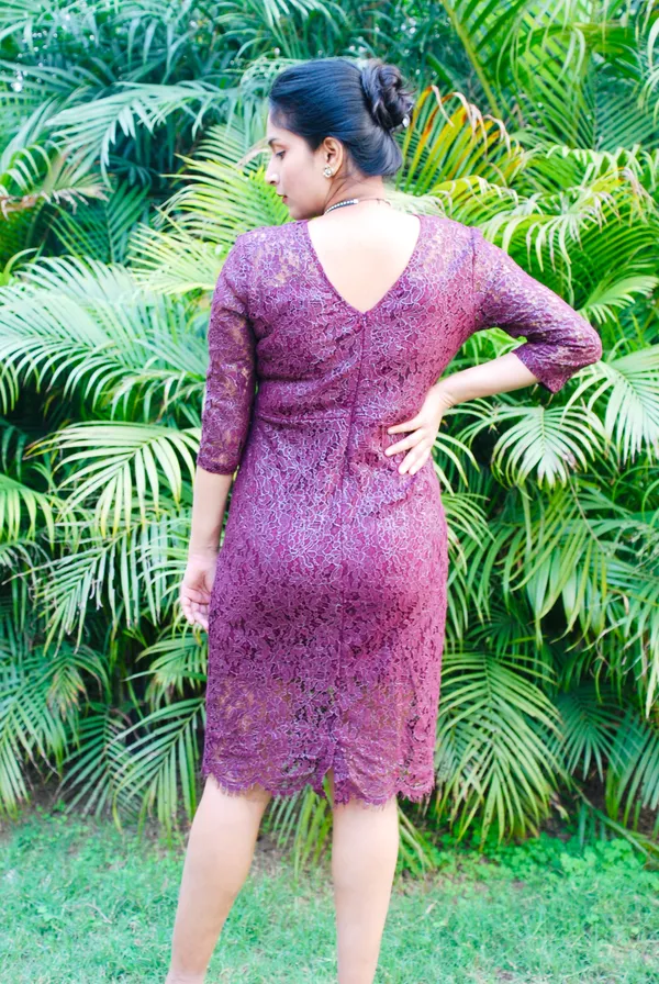 Wine_Lace_Fabric_Empire_Waist_Line_Designer_Dress_For_Women