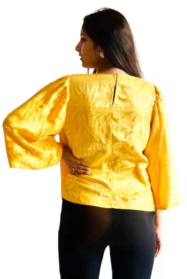 Yellow_Self_Embossed_Party_Wear_Top_For_Women