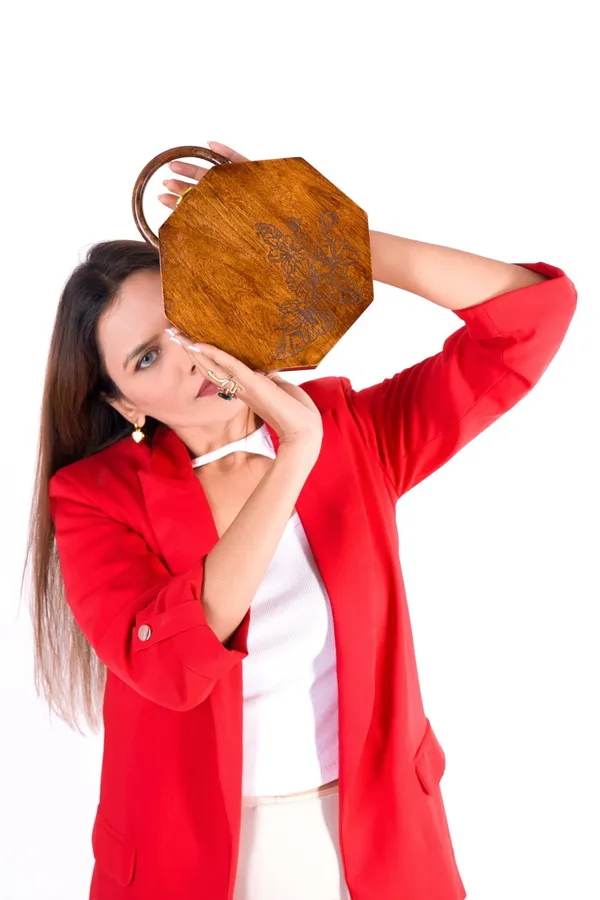 Brown_Sheesham_Solid_Wood_Hexagon_Bag_For_Women