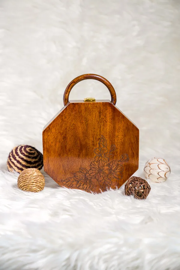 Brown_Sheesham_Solid_Wood_Hexagon_Bag_For_Women