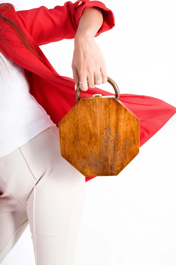 Brown_Sheesham_Solid_Wood_Hexagon_Bag_For_Women