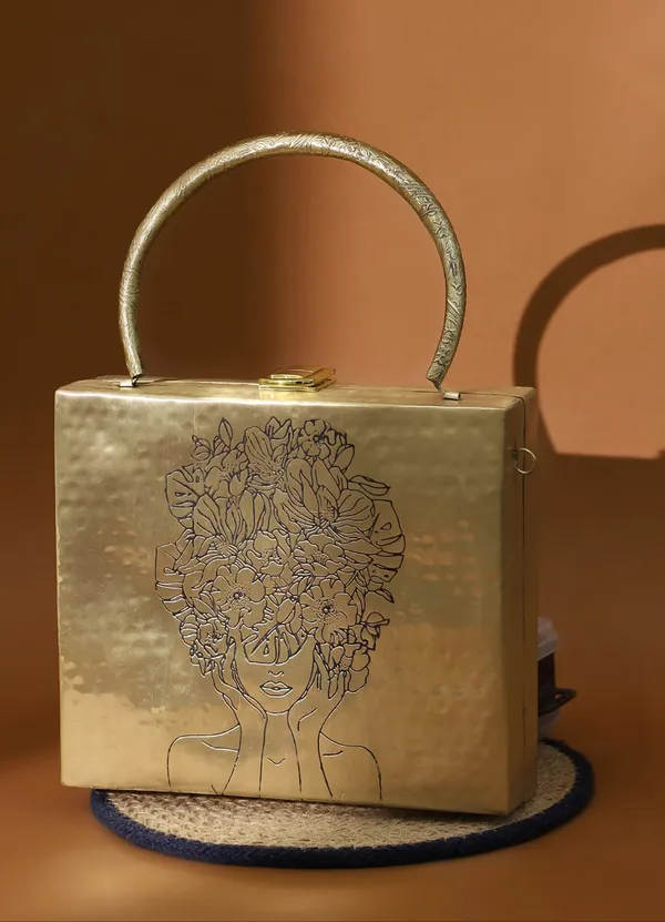 Gold_Chic_Square_Diva_Brass_Bag_For_Women