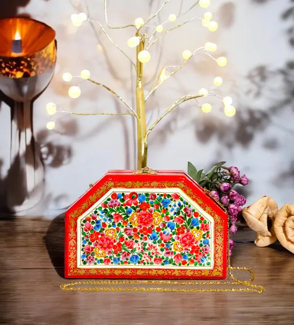 Orange_Kashmiri_Papier_Mache_Handmade_Bag_In_Trapezoid_Shape_For_Women