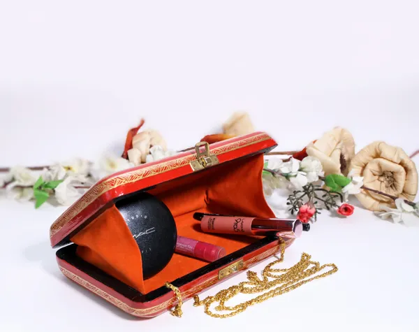Orange_Kashmiri_Papier_Mache_Handmade_Bag_In_Hot_Red_And_Gold_For_Women