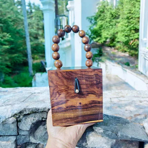 Brown_Chic_Cube_Bag_With_Beaded_Handle_For_Women