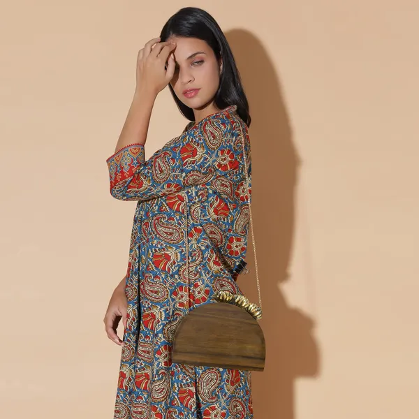Brown_Semi_Circle_Bag_With_Ornate_Brass_Floral_For_Women