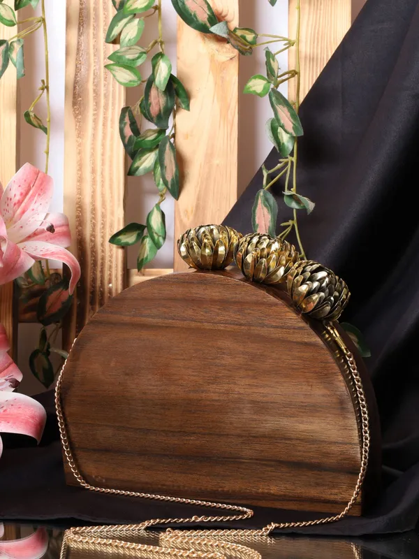 Brown_Semi_Circle_Bag_With_Ornate_Brass_Floral_For_Women