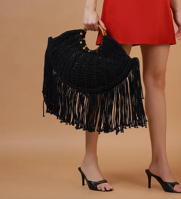 Black_Fringed_Macrame_Boho_Bag_Midnight_Black_For_Women