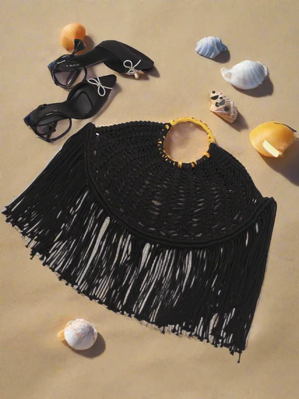 Black_Fringed_Macrame_Boho_Bag_Midnight_Black_For_Women
