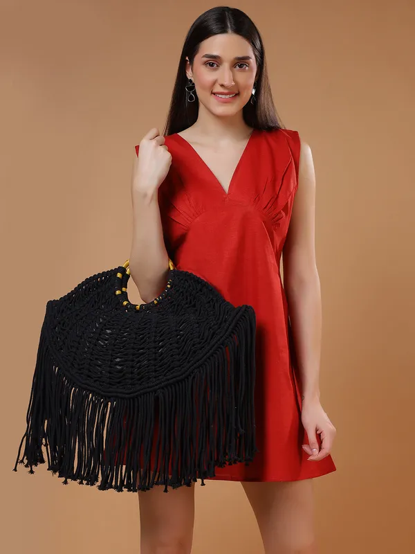 Black_Fringed_Macrame_Boho_Bag_Midnight_Black_For_Women