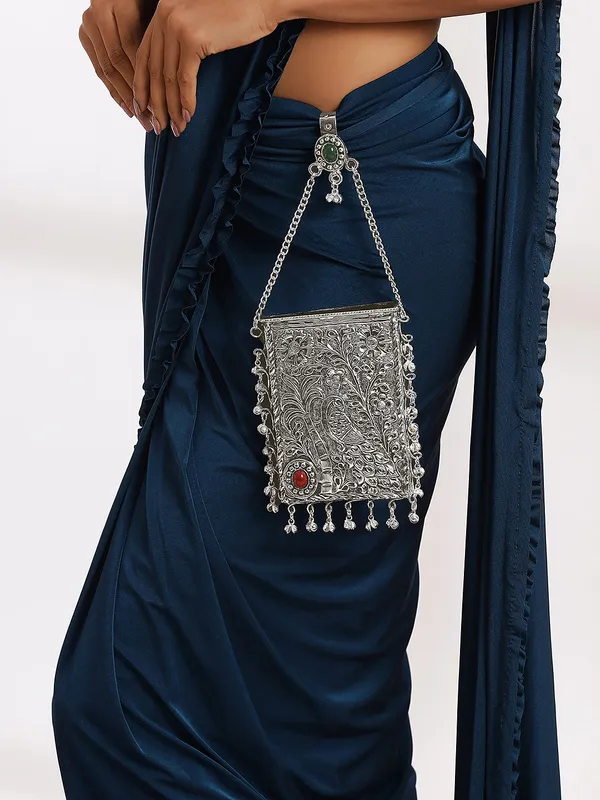 Silver_Handcrafted_Peacock_Brass_Silver_Festive_Mobile_Pouch_For_Women
