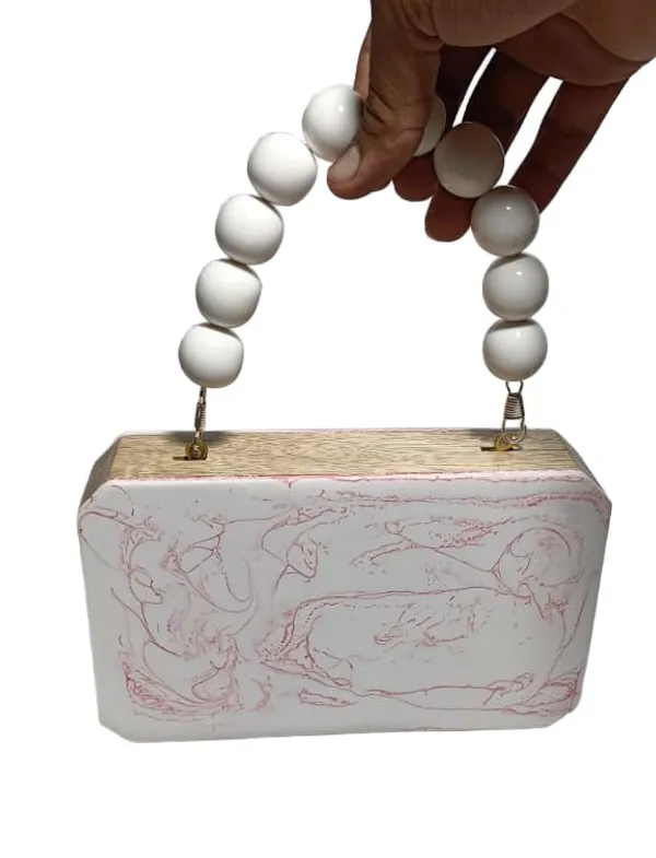 Pink_white_marbelled__Wooden_Quirky_Handbags_For_Women