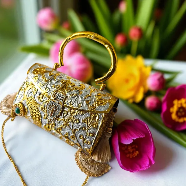 Gold_Peacock_Engraved_Dual_Tone_Brass_Bag_With_Tassels_For_Women