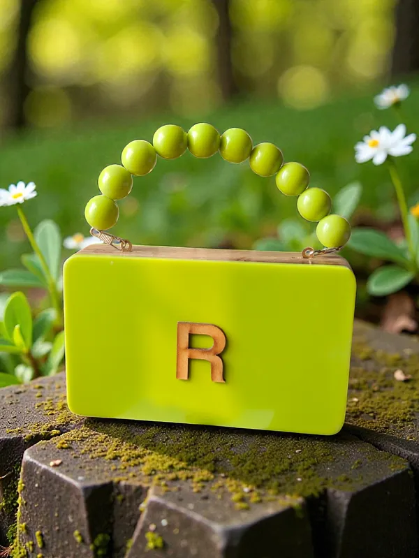 Neongreen__Personalized_Wooden_Clutch_In_Beaded_Handle_For_Women