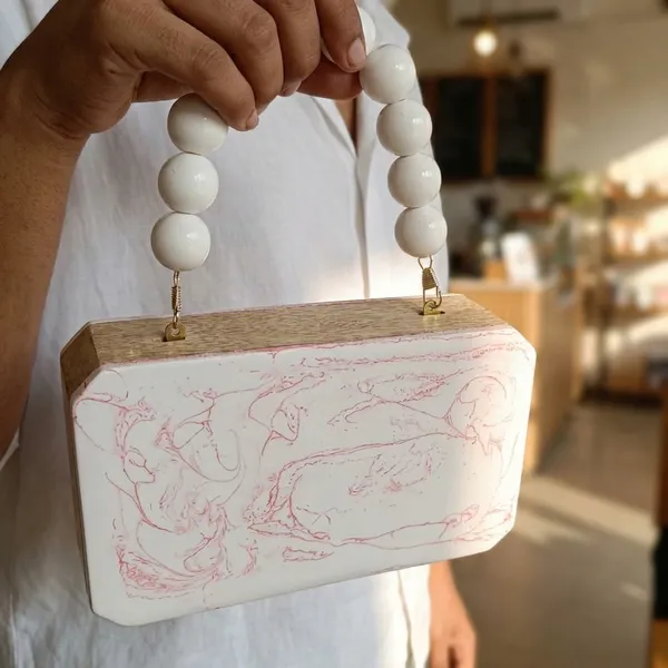 Pink_white_marbelled__Wooden_Quirky_Handbags_For_Women