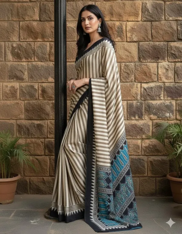 White_And_Black_Pure_Ajrakh_Printed_Modal_Silk_Saree_Saree