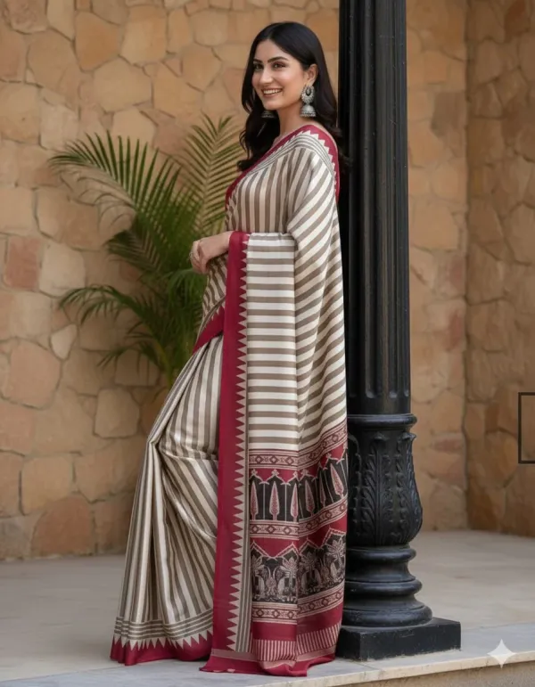 White_And_Red_Pure_Ajrakh_Printed_Modal_Silk_Saree