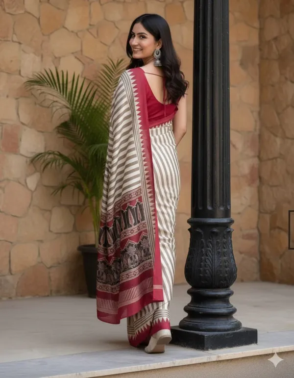 White_And_Red_Pure_Ajrakh_Printed_Modal_Silk_Saree