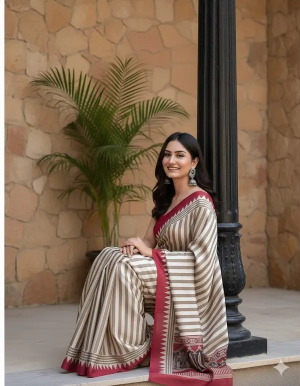 White_And_Red_Pure_Ajrakh_Printed_Modal_Silk_Saree