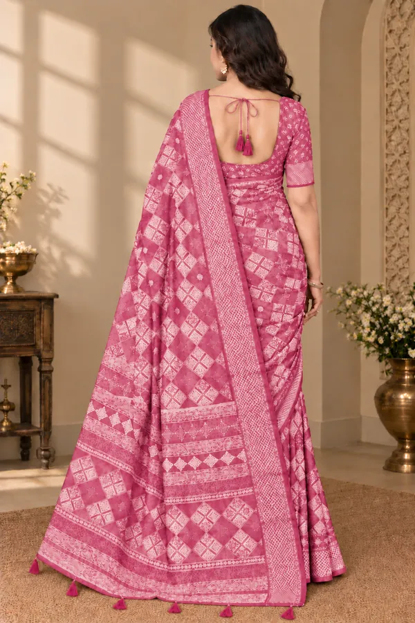 Pink_Georgette_Geometric_Print_Saree_For_Women