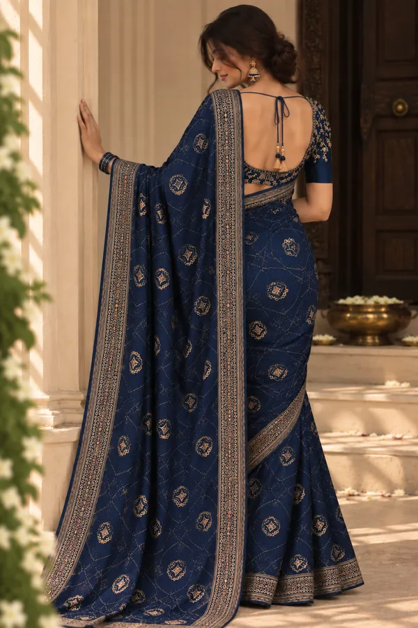 Navy_Blue_Georgette_Geometric_Print_Saree_For_Women