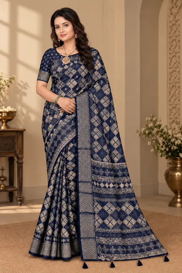 Navy_Blue_Georgette_Geometric_Print_Saree_For_Women