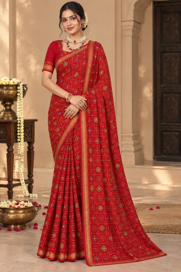 Red_Printed_Saree_For_Women