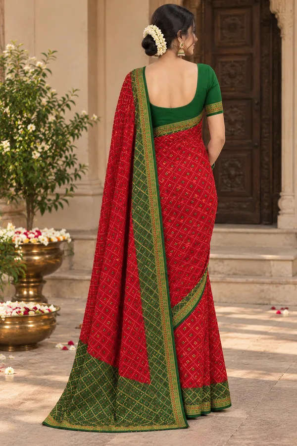 Red_And_Green_Printed_Saree_for_Women