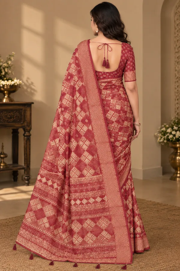 Maroon_Georgette_Geometric_Print_Saree_For_Women