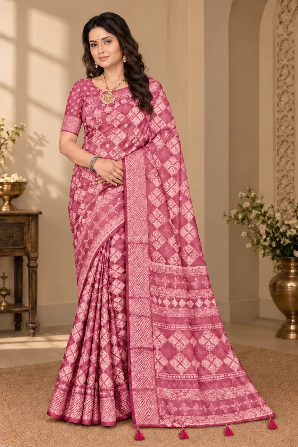 Pink_Georgette_Geometric_Print_Saree_For_Women