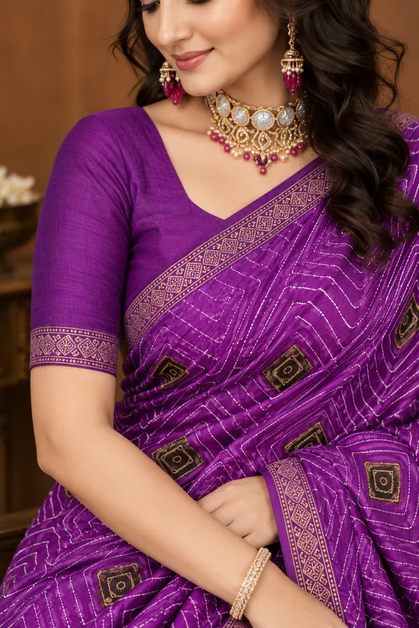 Purple_Georgette_Geometric_Print_Saree_For_Women