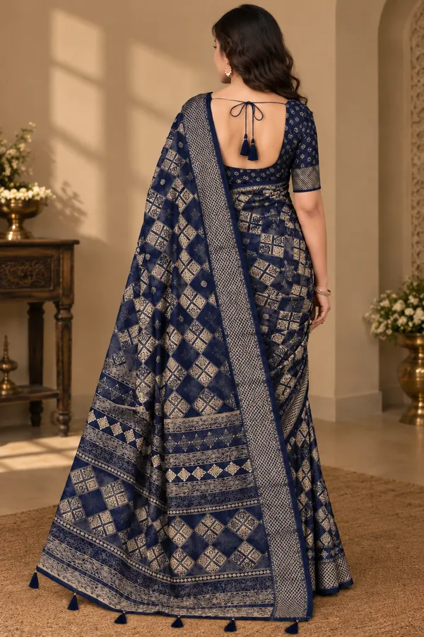 Navy_Blue_Georgette_Geometric_Print_Saree_For_Women