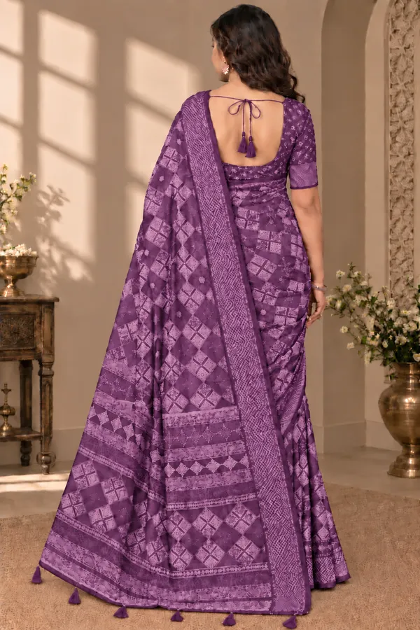 Purple_Georgette_Geometric_Print_Saree_For_Women