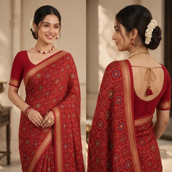 Red_Printed_Saree_For_Women