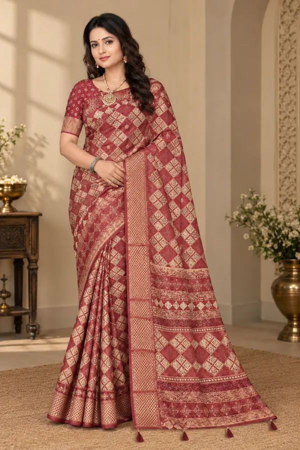 Maroon_Georgette_Geometric_Print_Saree_For_Women