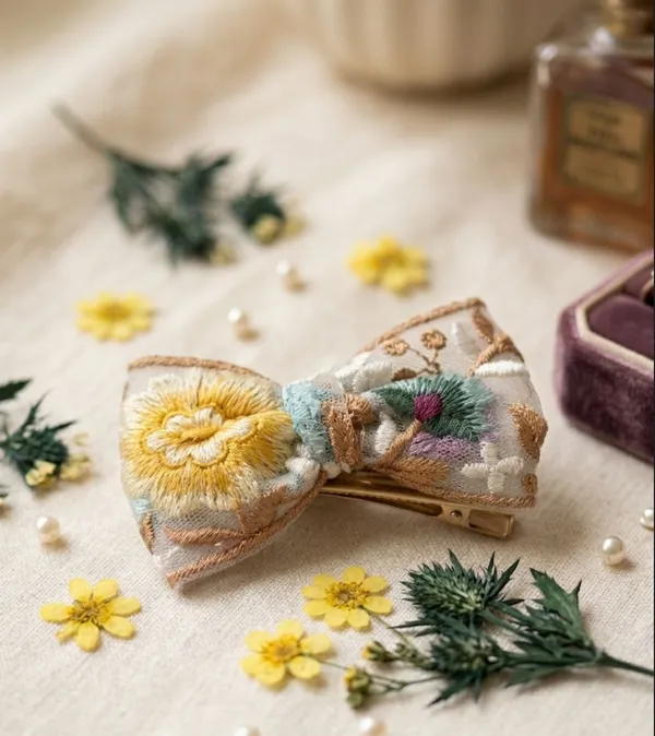 Multicolor_Cotton_Linen_Artisanal_Hair_Bow_Clip_For_Women