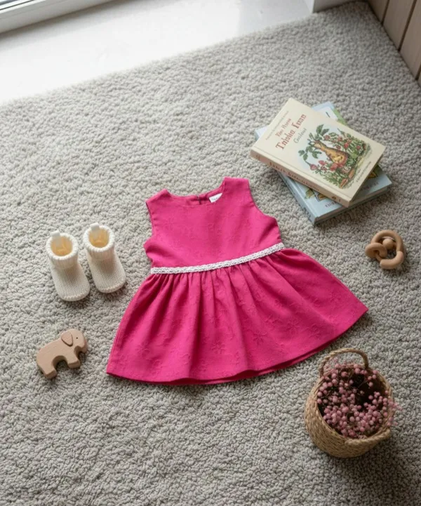Girls_Magenta_Floral_Jacquard_Dress