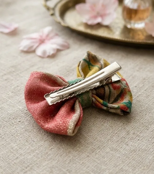 Multicolor_Cotton_Linen_Handcrafted_Artisan_Bow_Clips_For_Women