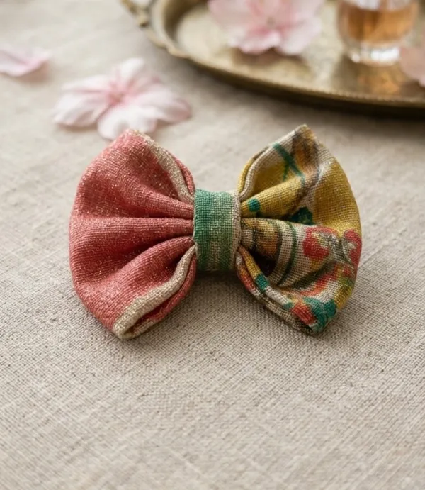 Multicolor_Cotton_Linen_Handcrafted_Artisan_Bow_Clips_For_Women