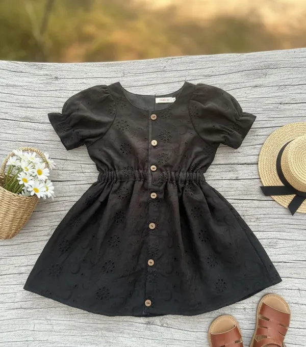 Black_Hakoba_Cotton_Toddler_Dress(summer_wear)