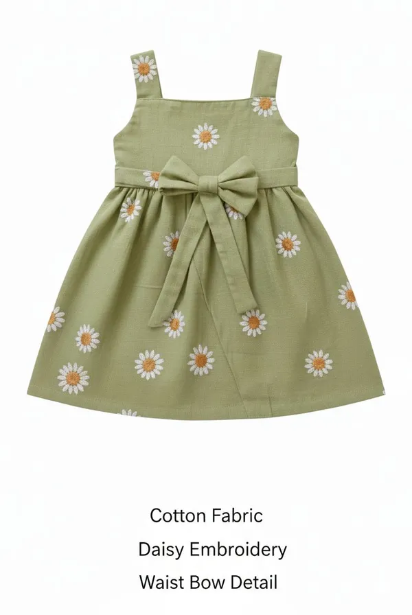 Parrot_Green_Daisy_Dream_summer_cotton_linen__frock