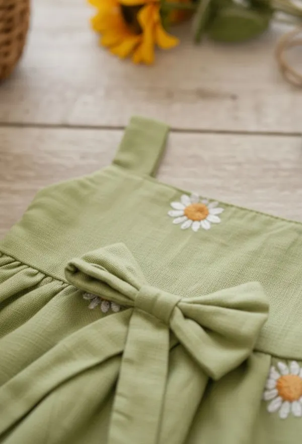Parrot_Green_Daisy_Dream_summer_cotton_linen__frock