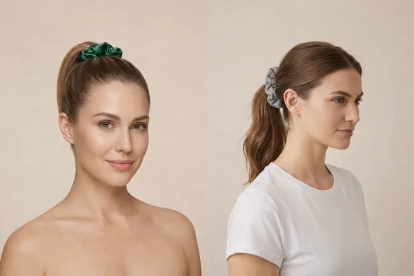 Green_and_Grey_Cotton_Linen_Emerald_Satin_and_Midnight__Scrunchie_For_Women_(Pack_Of_3)