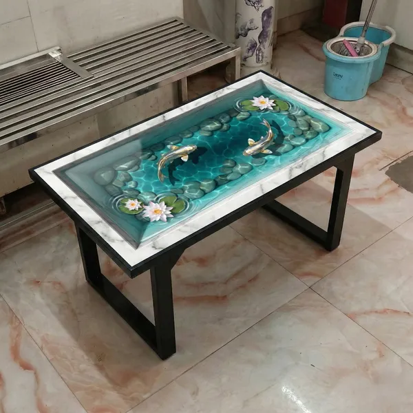 Multicolor_3D_Serene_Koi_Lotus_Marble_Frame_Foldable_Epoxy_Resin_Table_For_Home_decor
