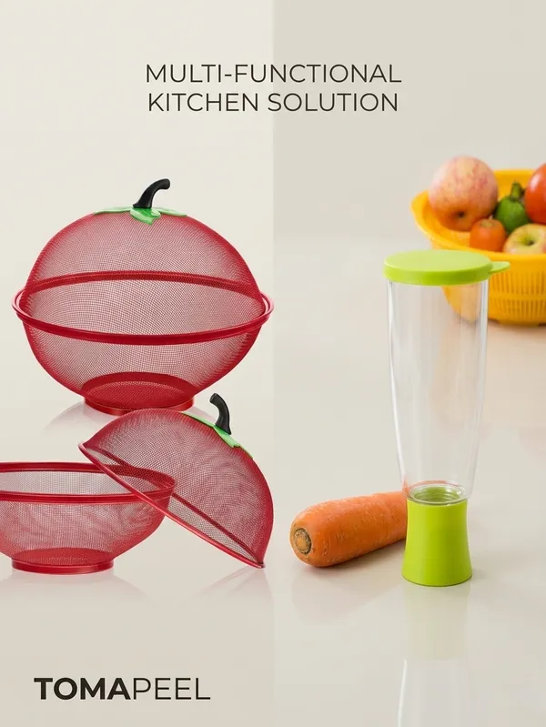 Plastic_And_Steel_Vegetable_Peeler_With_Container_And_Plastic_Apple_Shape_Basket_For_Kitchen_Pack_Of_2