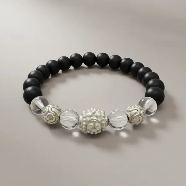 Silver_And_Black_Karungali_Band_8_Mm_Beads_Spiritual_Wrist_Band