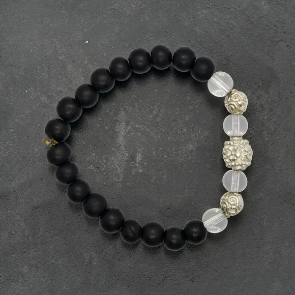 Silver_And_Black_Karungali_Band_8_Mm_Beads_Spiritual_Wrist_Band