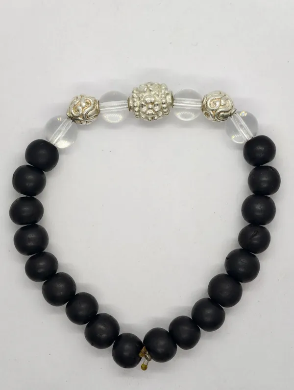 Silver_And_Black_Karungali_Band_8_Mm_Beads_Spiritual_Wrist_Band