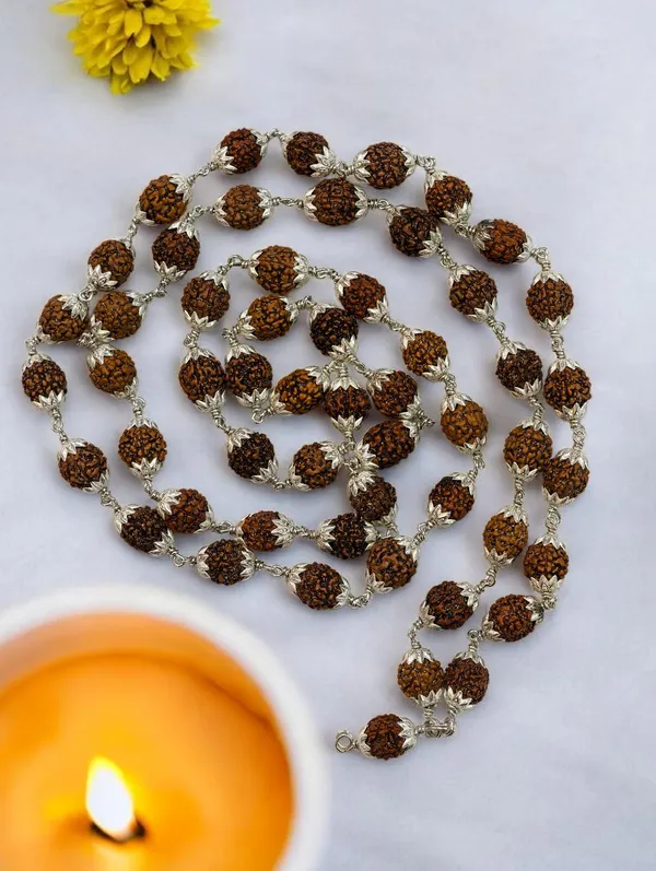 Silver_And_Brown_Rudraksha_Mala_54_Beads_8_Mm_Meditation_Jap_Mala
